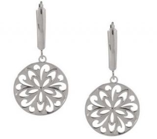 EternaGold Flower Design Lever Back Earrings 14K White Gold   J264045