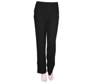 Sport Savvy Stretch French Terry Pants w/Pockets & Snap Detail