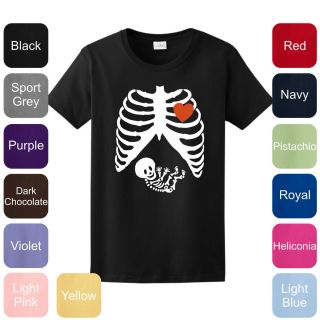 Pregnant Skeleton Halloween Costume Ladies T Shirt Funny Maternity