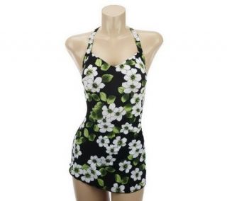 Fit 4 U Ds & Es Blossom H Back Sarong Swimsuit —