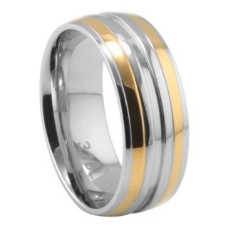  Steel Rings Wedding Band Gold IP Size 7 13 Comfort Fit Set