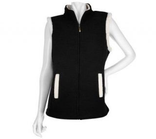 Denim & Co. Fleece Vest with Sherpa Lining & Trim —
