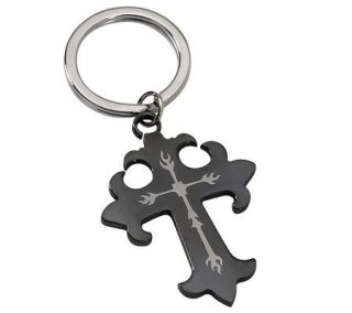 Forza Stainless Steel Black Plated Cross Key Chain —