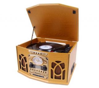 Studebaker SB6065 Nostalgic Wooden Turntable, CD, AM/FM —