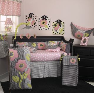 Cotton Tale Designs Poppy 4 Piece Crib Bedding Set Pink White Black