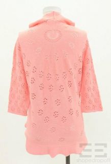 Valentino Pink Cotton Eyelet Tie Front Cardigan Size Large