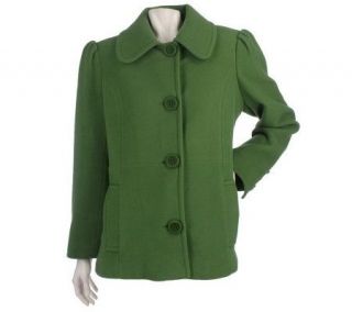 Du Jour Wool Blend Button Front Coat with Sleeve Detail —