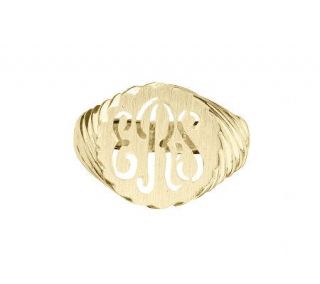 Basch Personalized Script Monogram Ring 14K Yelow Gold —