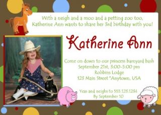 Custom Photo Birthday Invitation Cowboy Farm Barnyard