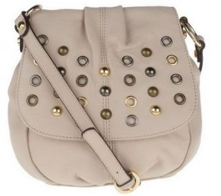 Makowsky Glove Leather Flap Crossbody Bag with Stud Accents — 