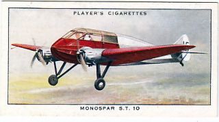 Ten 1935 Airplane Cards Comper Swift Handley Page