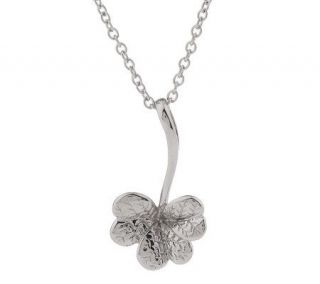 Stainless Steel Long Stem Shamrock Pendant with Chain —
