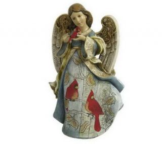 As Is 9 Angel Figurine w/ Handpainted Scene by Valerie —