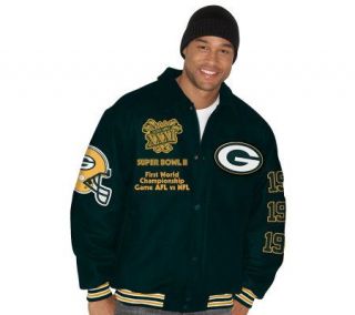 NFL Packers Super Bowl Commemorative Wool Varsity Jacket —