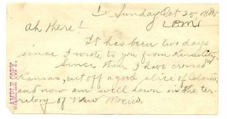 1885 Letter Describing Train Trip from Kansas City to Denning NM