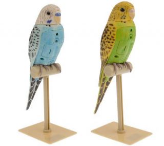Set of 2 Motion Sensored Parakeets with Stands —