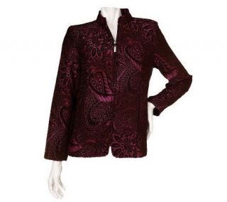 Susan Graver Jacquard Tapestry Jacket with Mandarin Collar —