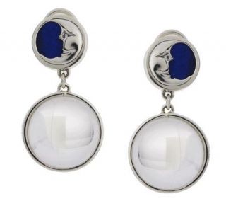 Barry Cord Sterling Lapis & Crystal Ball Moon and Stars Dangle 