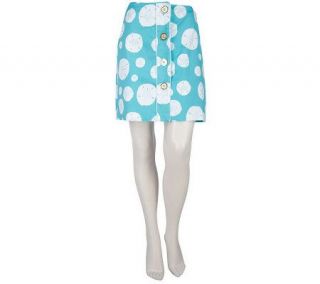 Lilly & Van Sand Dollar Printed Skirt with Gold Buttons —