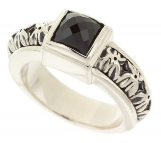 Michael Dawkins Gemstone and Russian Pattern Sterling Ring —