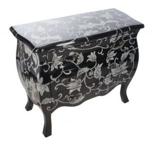 HomeReflections Black & White Crackled Mosaic Bombe Chest w/Three 