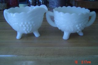 Imperial Cream and Sugar Footed Milk Glass Grapes 161
