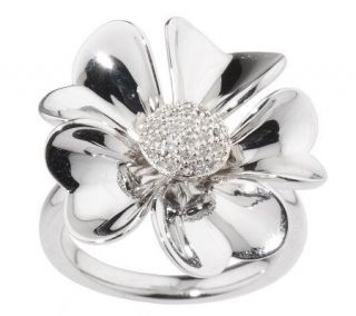 AffinityDiamond 1/10 ct tw Pave Flower Ring, Sterling —