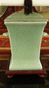 Celadon Crackle Glaze Green Jar Oriental Porcelain Lamp 24