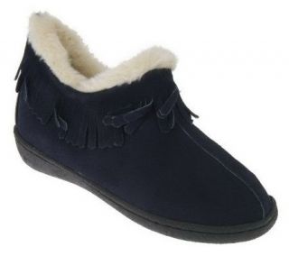Clarks Fringe Bootie Suede Slippers with Faux Fur Lining   A210960
