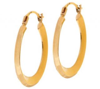 Highly Polished Knife Edge Round Hoop Earrings 14K Gold —