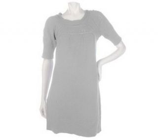 Motto Elbow Sleeve Tunic with Stitch Detail —