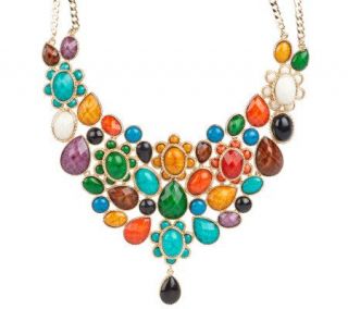 Amrita Singh Multi Color Bold Faceted Mixed Shape Bib Necklace