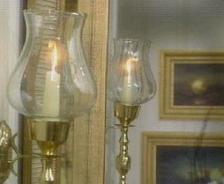 Set of 2 Solid Brass Wall Sconces w/ Hurricane Globe —