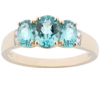 50 ct tw 3 Stone Apatite and Diamond Accent Ring, 14K —