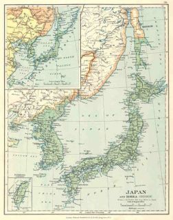 Japan Corea Old Vintage Map Edward Stanford Circa 1920 Formosa Taiwan