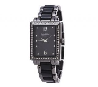 Joan Rivers Look of Ceramic Rectangular Bezel Link Watch —