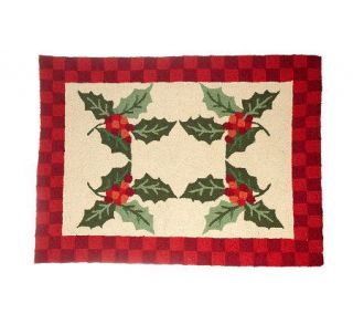 Royal Palace Holly Berry Hand Hooked Wool Accent Rug —