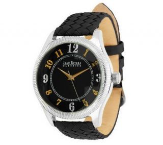 Joan Rivers Coin Edge Woven Leather Strap Watch —