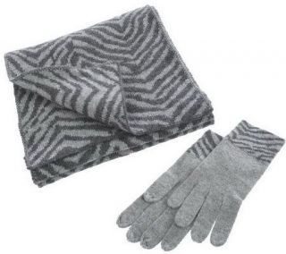 Precious Fibers Cashmere Animal Print Gloves and Scarf Set —