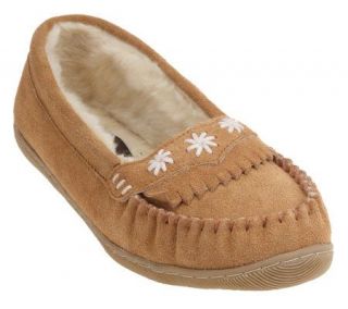 Clarks Suede Moccasin Slippers with Kiltie —