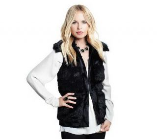 Luxe Rachel Zoe Faux Fur Vest with Hook & Eye Closure   A217566