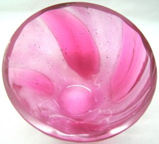 Hand Blown Ruby Red Cranberry Swirl Art Glass Dish Bowl Vintage
