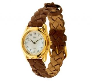 Jacqueline Kennedy Braided Leather Strap Watch with Crystals