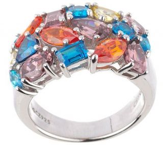 Diamonique Sterling 4.70 ct tw Multi color Band Ring —