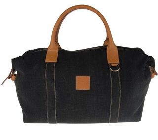 Dooney & Bourke Large Canvas Duffle Bag with Leather Trim —