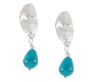 Sterling Blue Kingman Turquoise Hoop Earrings —