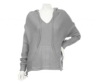 Belle Gray by Lisa Rinna Novelty Stitch Sweater with Hood —