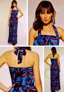 168 NWT French Connection MAXI DRESS Blue HALTER Free People