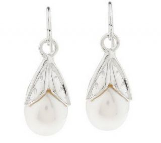 Honora Sterling Cultured Pearl 8.0mm Drop Leaf Earrings —