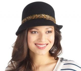 Luxe Rachel Zoe Wool Feathered Cloche Hat —